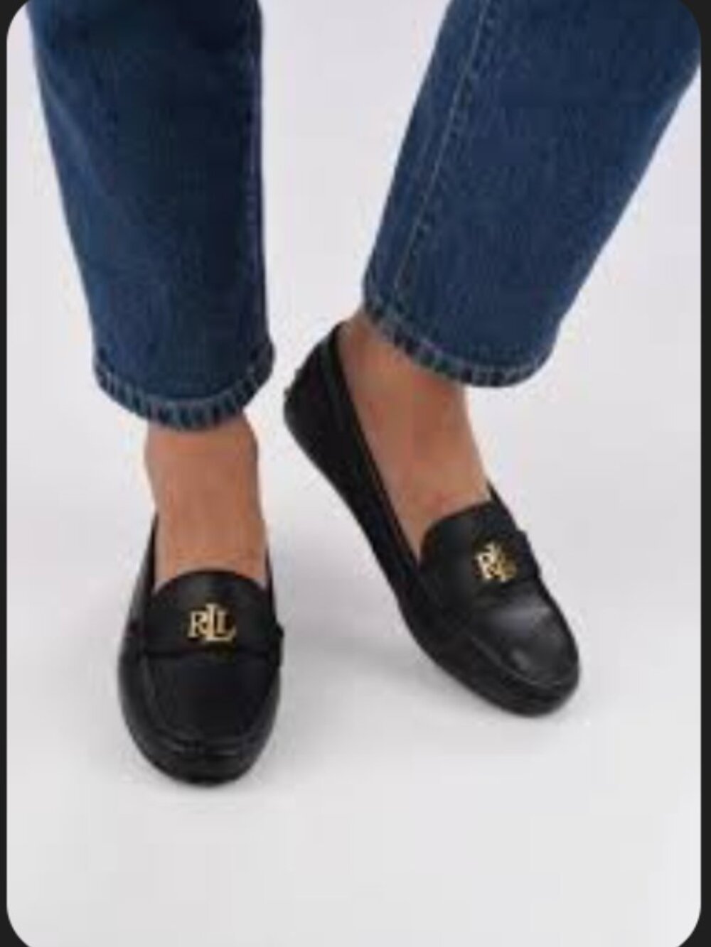 LAUREN RALPH LAUREN BARNSBURY NAPPA LEATHER LOGO LOAFER (6.5)